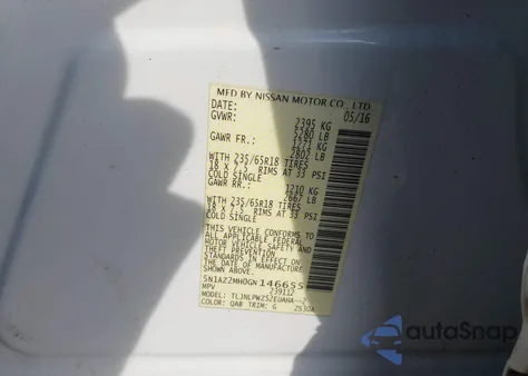 2016 Nissan Murano S from USA, damaged, VIN 5N1AZ2MH0GN146655